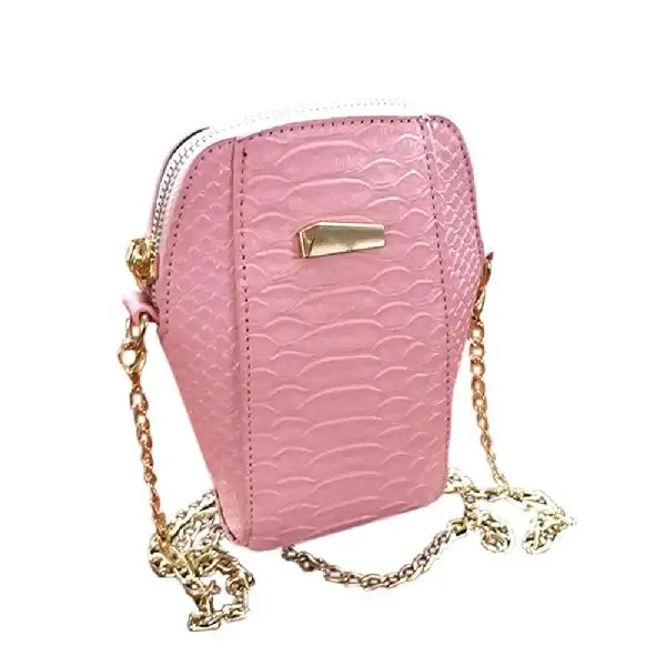 Purplepink PinShang Женская мода носимый полиуретановый мешок мини оболочки сумка под крокодиловую кожу цепь Strape одного плеча мешок ZK30 - Цвет: Purplepink
