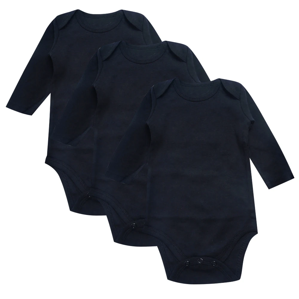 3 шт./лот; боди для малышей; одежда с длинными рукавами; Однотонный черно-белый комбинезон для новорожденных мальчиков и девочек; Летний комбинезон для младенцев
