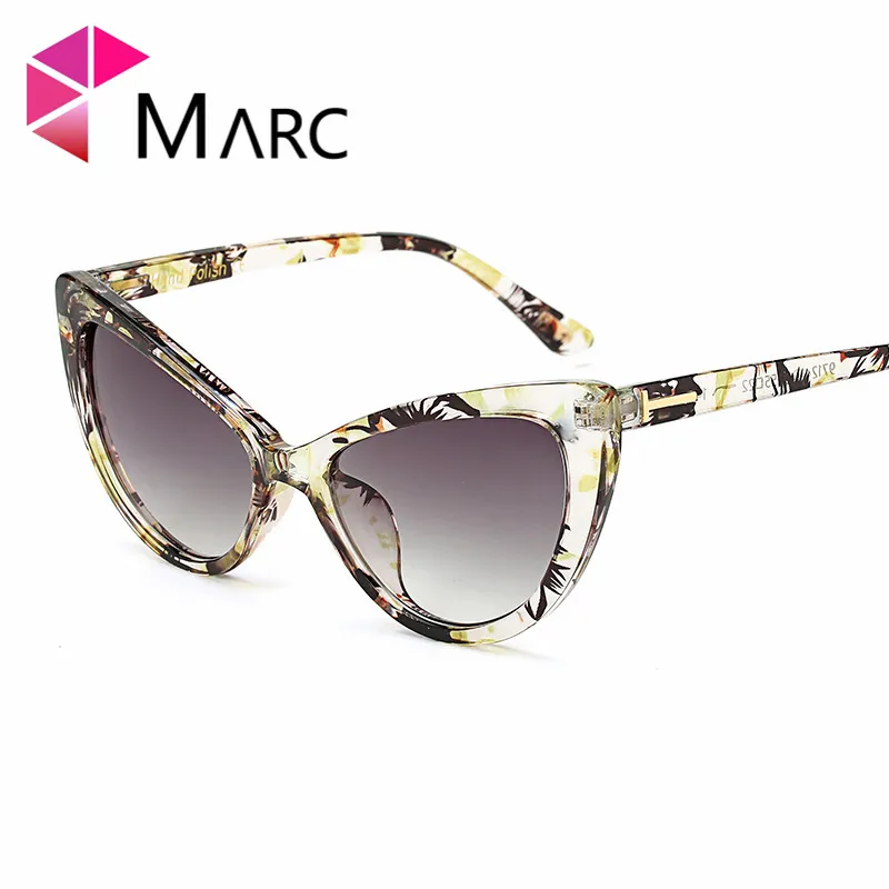 MARC UV400 женские очки солнцезащитные очки Óculos Пластик Черный Классический Leopard Cat eye градиент