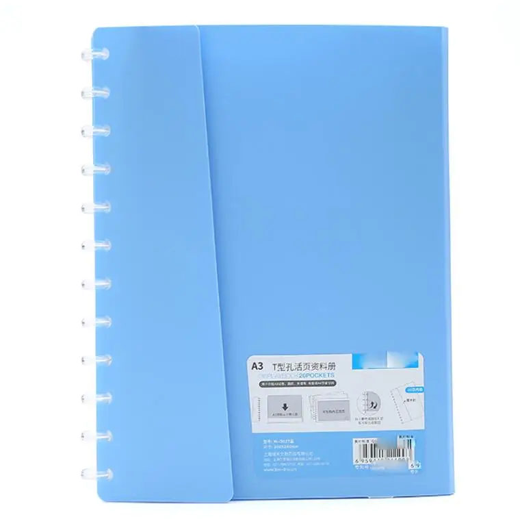 Deli, 1 шт., А3, канцелярские принадлежности, простой, многослойный, прозрачный, для информации, сумка, бумага, пряжка, А4, папка, конфетный цвет, папка для хранения файлов - Цвет: W-302T-1 blue