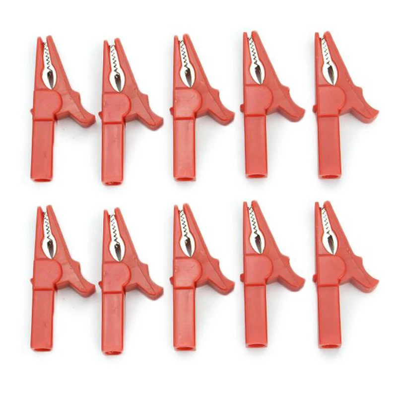 10pcs/lot Insulated Alligator Clips Red Plastic Electrical Crocodile