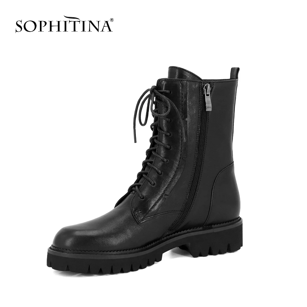 SOPHITINA/Новинка Лидер продаж Женские ботинки в байкерском стиле Удобные однотонные