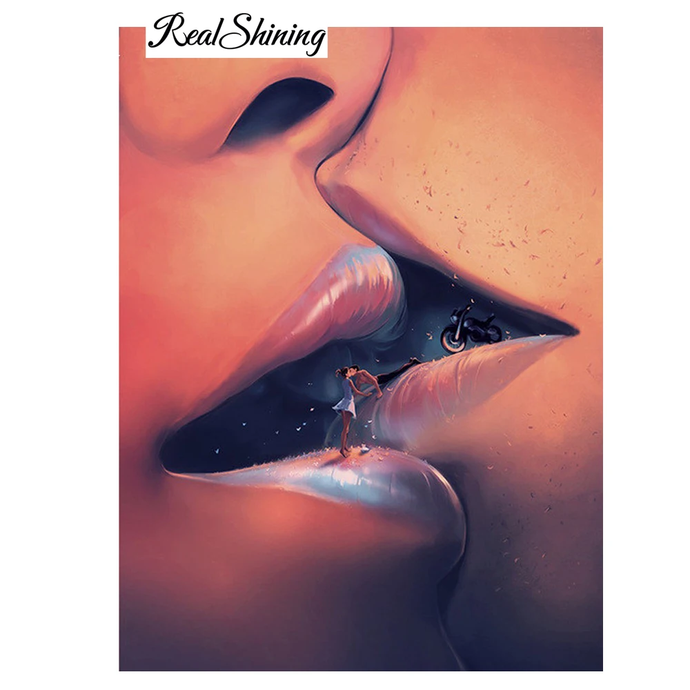 

diy 5D Diamond painting Couple lover kiss Pattern Full Square Drill 3d Diamond Painting Diamond Embroidery home decor RS529