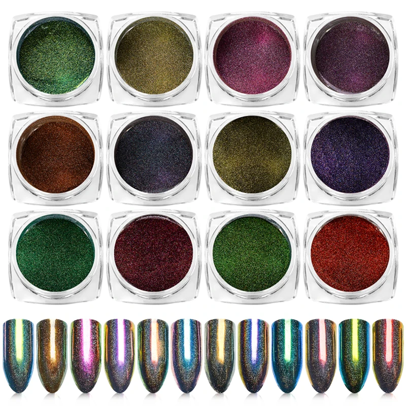 

1 Box Chrome Mirror Powder Nail Art Glitter Chameleon Pigment Powder Manicure Nail Tips Decoration Accessories Gel Polish Dust