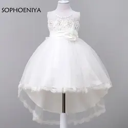 Новое поступление, белое платье с цветочным узором для девочек, es 2019, vestido de festa longo, платье с цветочным рисунком для девочек, платья для