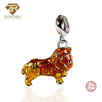 

Zhaoru 925 Sterling Silver Red Enamal Pendant Charm Pendant Fit Bracelet & Bangle & Necklace Fashion Jewelry Lion Charm Gift