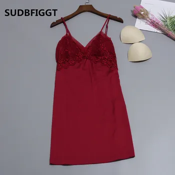 

Nightdress Women Sexy Sleepwear NEW Silk Nightgown Ladies lace Slips