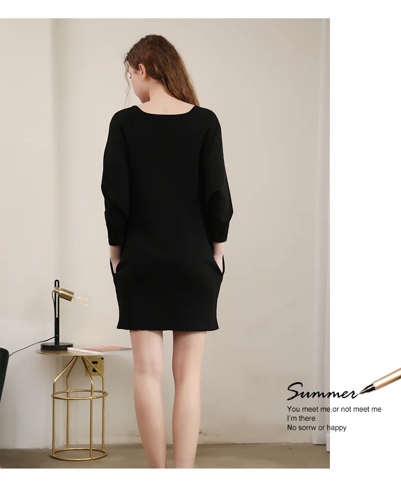 Жили женское платье ленивый& Повседневное Экипаж шеи Bell Sleeve Shift dress