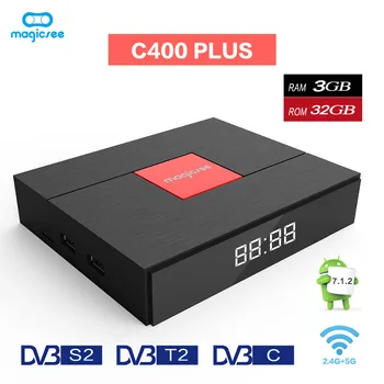 

DVB S2 T2 C TV Box Android 7.1 TV Box Amlogic S912 Octa Core 3GB 32GB Dual Band Wifi PVR Recording DTV Channels C400 Plus TVbox