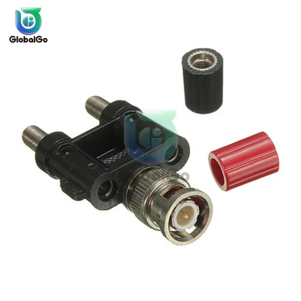 3pcs BNC Female Jack to Two Dual 4mm Banana Binding Male Plug Connector Adapter