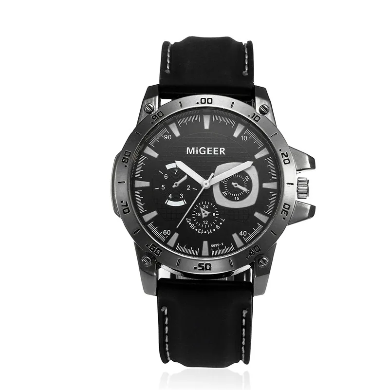 MIGEER Мужские Модные Спортивные кварцевые наручные аналоговые часы с силиконовым ремешком, водонепроницаемые мужские часы, подарок - Цвет: Белый