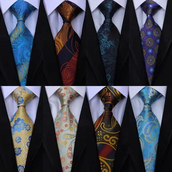 

New Classic Brand 8cm Paisley Jacquard Woven Silk Ties Mens Neck Tie Floral Ties for Men Wedding Suit Business Party Gravatas