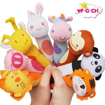 

Cute Colorful Animals Baby Rattles Plush Stuffed Soft Toys Infant Educational Hand Rattle Bell BB Sounder Cartoon Dolls