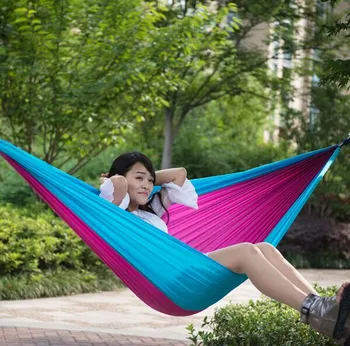

260*140cm Outdoor Double Sleeping hammock,camping survival high strength Parachute cloth Dormitory bedroom 2people swing hammock