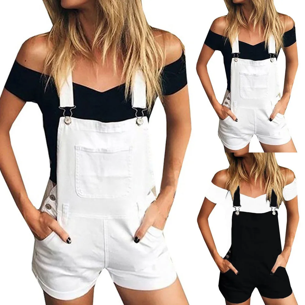 Women Loose Denim Bib Hole soft and comfortable Pants Overalls Jeans ...