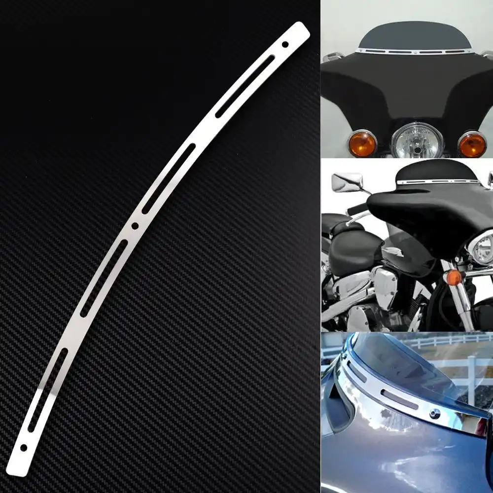 4-slotted Stainless Steel Motorcycle Windshield Trim for Electra Glides//Street Glides//Tri Glide 1996-2013 Chrome Chrome