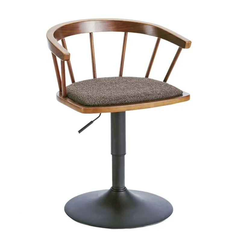 Простой низкий барный стул из цельного дерева вращающийся домашний для отдыха в