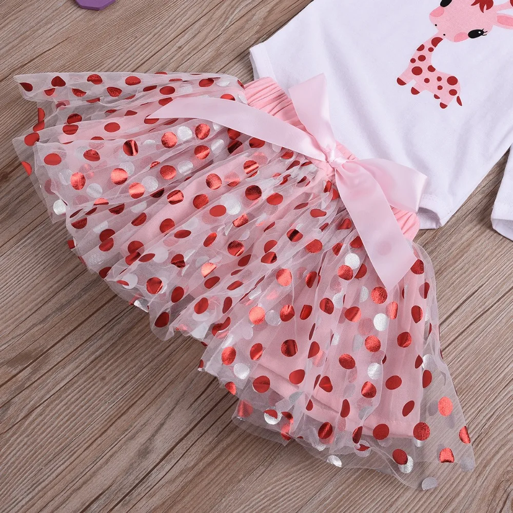 Детская футболка с длинными рукавами для маленьких девочек, юбки, 2 предмета, Одежда для новорожденных