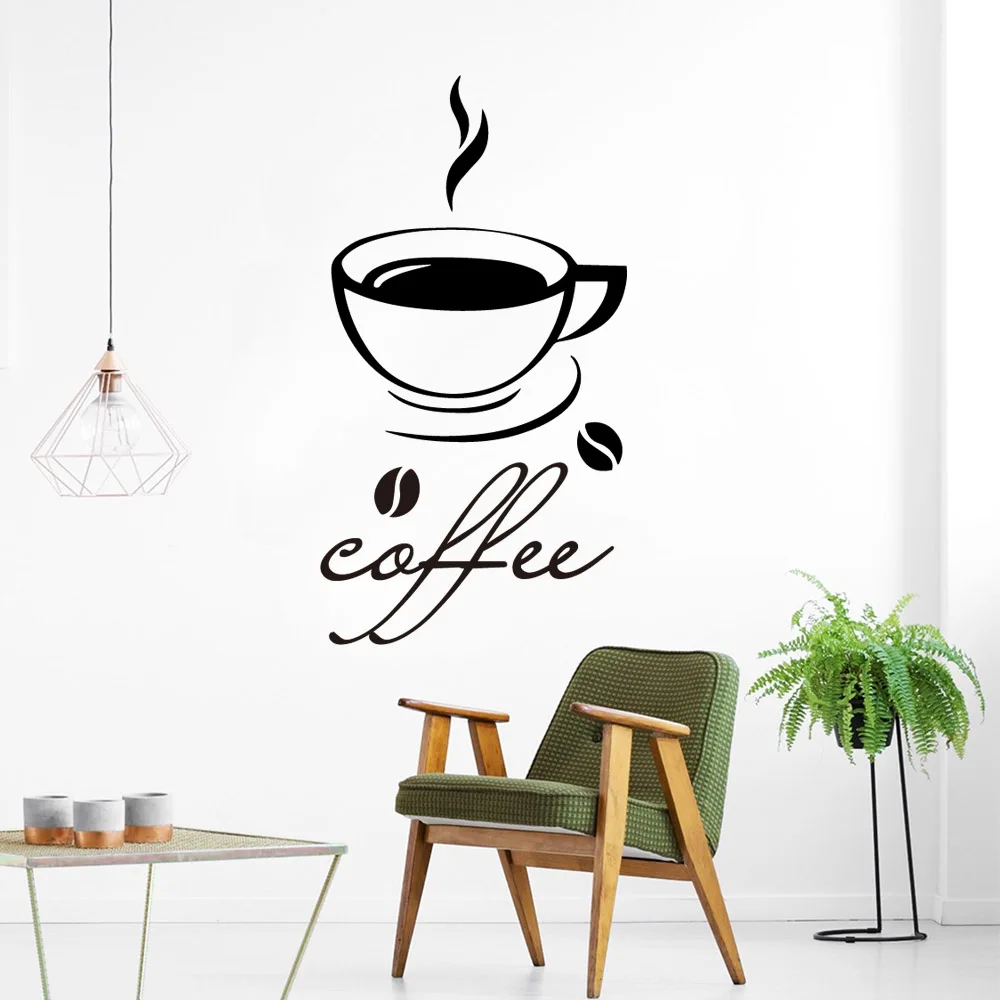 

Modern coffee Wall Stickers Vinyl Waterproof Home Decoration Accessories Removable Wall Sticker Kitchen Room Mural muursticker