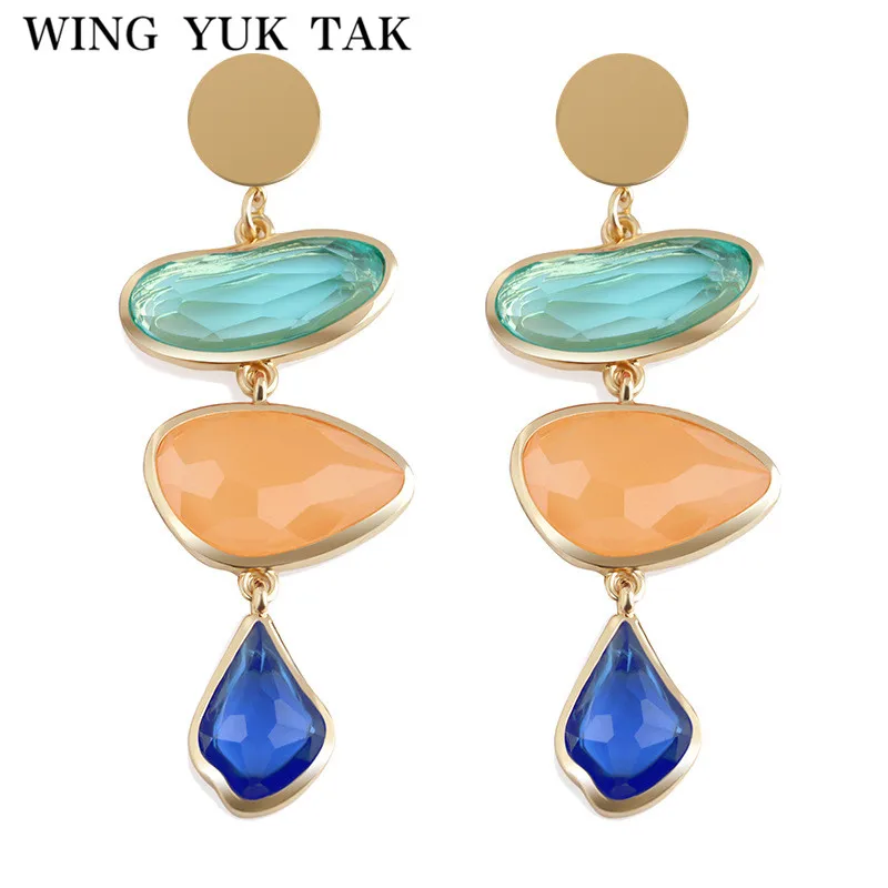 

wing yuk tak New Fashion Statement Bijoux 2 Color Romantic Acrylic Irregular Abstract Drop Earrings For Women Wedding Jewelry