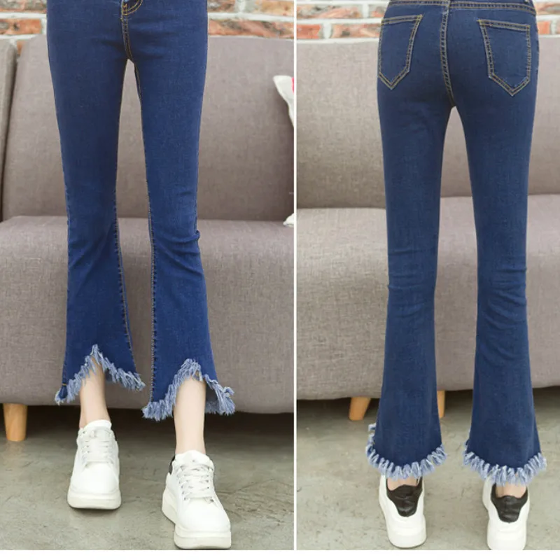 

New fashion Spring autumn maternity trousers pencil pants ripped Jeans Abdominal adjustable