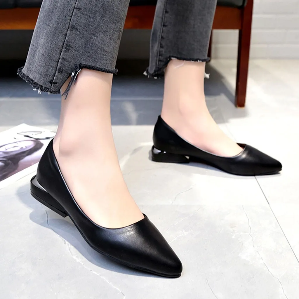 

Women Pointed Shallow Mouth Low Heel Pumps sandals Thick With Work slip on Shoes Sandal Casual Shoe pour femmes 2019 novelties