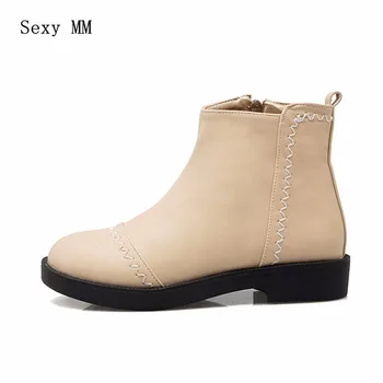 

Spring Autumn Winter Women Ankle Boots Casual Flat Heel Shoes Woman Short Boots High Quality Plus Size 34-40.41,42,43 botas