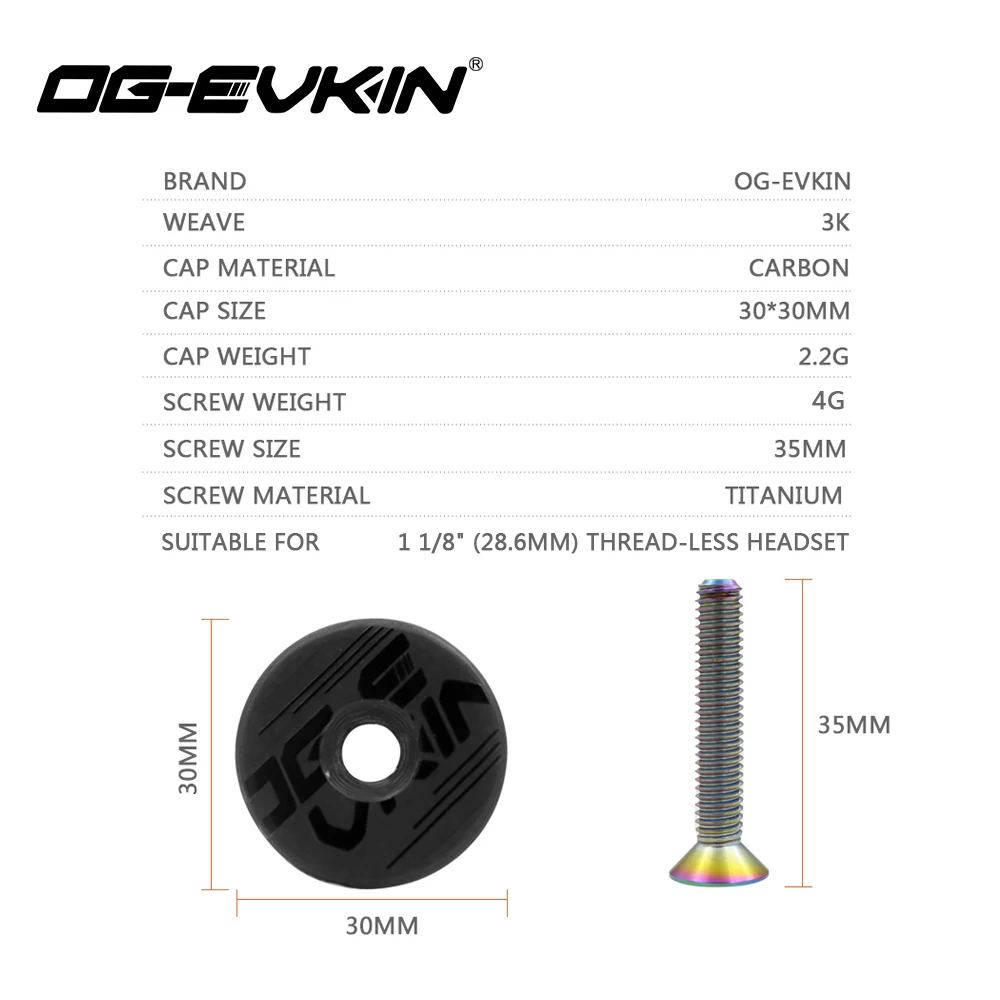 Carbon Fiber Headset Top Cap Titanium Bolt M6 x 35mm 1-1/8" 6.2G Bicycle Accessories For Bicycle bicycle headset bike stem cap bicycle head cap