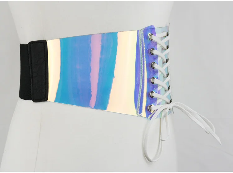 Бандажные прозрачные голограммы модные ПВХ ремни лазерные ремни девушки женщины сексуальные