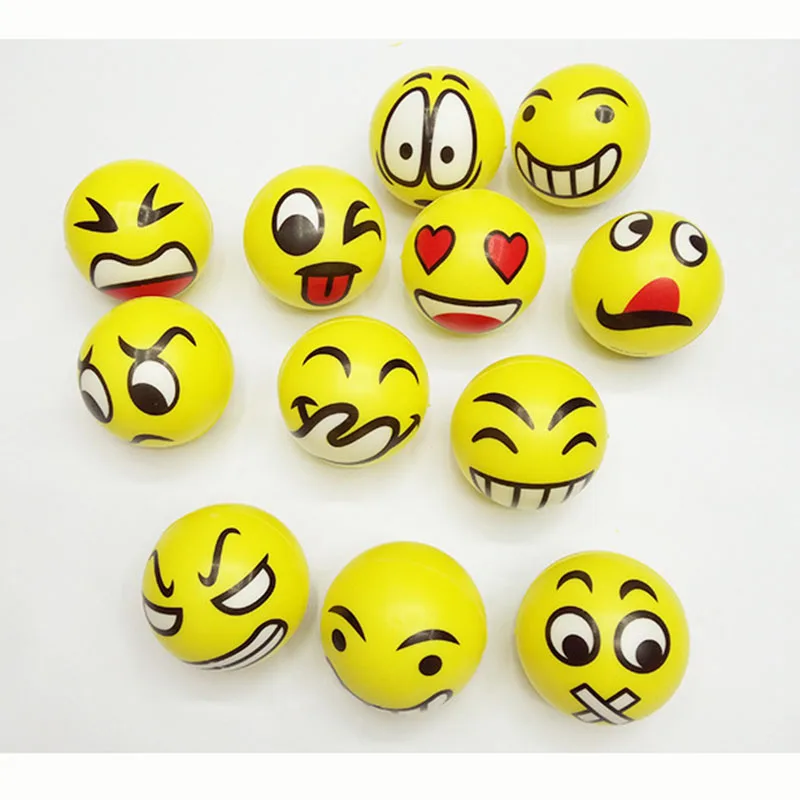 

6.3cm Soft PU Squeeze Stress Balls Smiling Face Expression Outdoor Sports Anti Stress Reliver Relief Toys for Kids Children