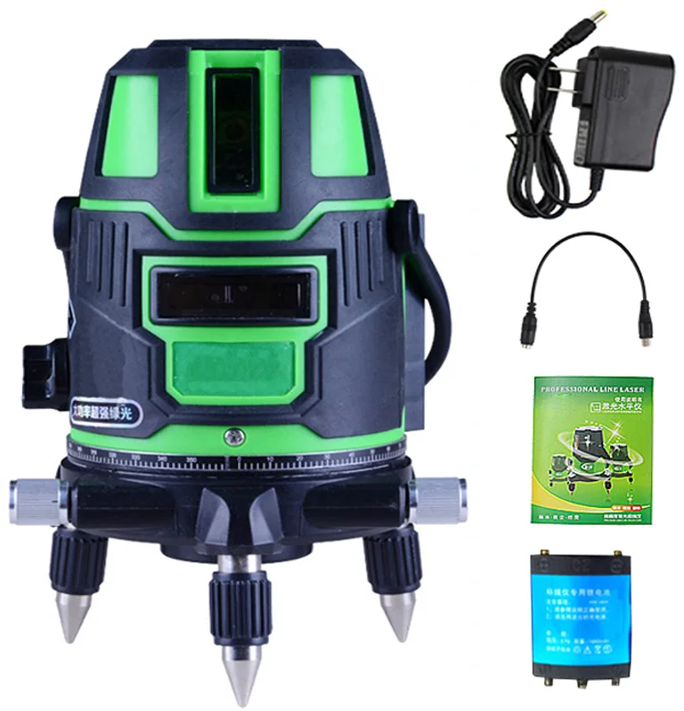 Лазерный уровень 5 линий 6 точек зеленый поворот на 360 градусов|green laser level|laser level