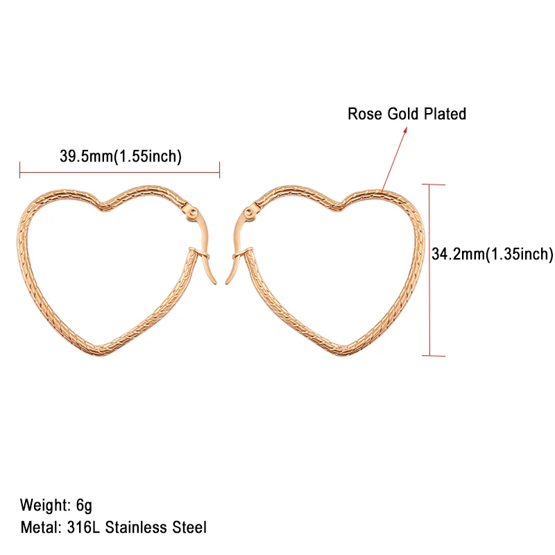Топ Мода, любовь, сердце серьги для женщин золото/серебро цвет нержавеющая сталь, романтичное кольцо серьги женские модные ювелирные изделия - Окраска металла: 1700 Rose