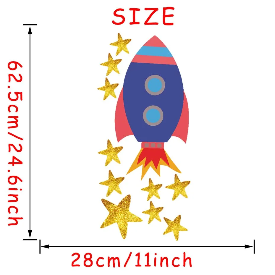Rocket Stars Decal Cartoon Wall Art Decal For Kids Nursery Bedroom Vinyl Wall Sticker Removable Wallpaper Living Room Home Decor (6)