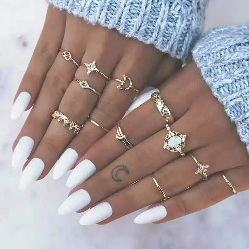 

2019 Sale Anel Masculino Anillos Rings Euro-american Retro Opal Crown Drill Explodes Stars, Joints, 133 Sets Of Ring Ornaments