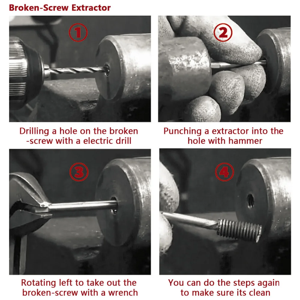 Инструмент аксессуары 4 шт./компл. Двусторонняя поврежденный Винт экстрактор сверла выталкивающий шпилька инструмент