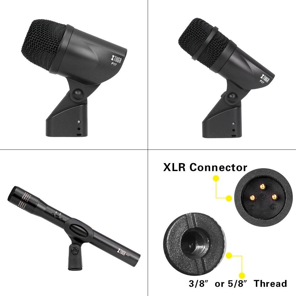 XTUGA PI7 Набор из 7 проводных динамических барабанных микрофонов(металл и пластик)-ударные басы, Том/Snare& тарелки набор микрофонов-использование для барабанов