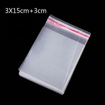 

600Pcs 3 x 15 cm Promotion Price Transparent Cello Bag Clear Resealable Cello Plastic Envelope Small Gift Bags