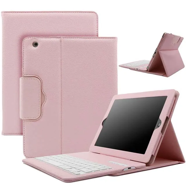 Eagwell Bluetooth клавиатура чехол для iPad 2/3/4 из искусственной кожи Стенд крышка 2-в-1 съемный Tablet Беспроводной клавиатуры Защитный чехол - Цвет: Розовый