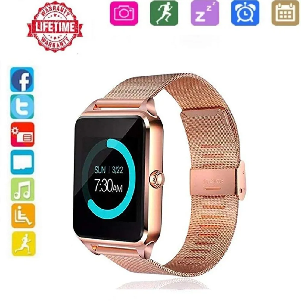Smart Watch with SIM Card Slot Fitness Watch Camera Call SMS Remind Sleep Monitor Pedometer for Andorid and ios Z60
