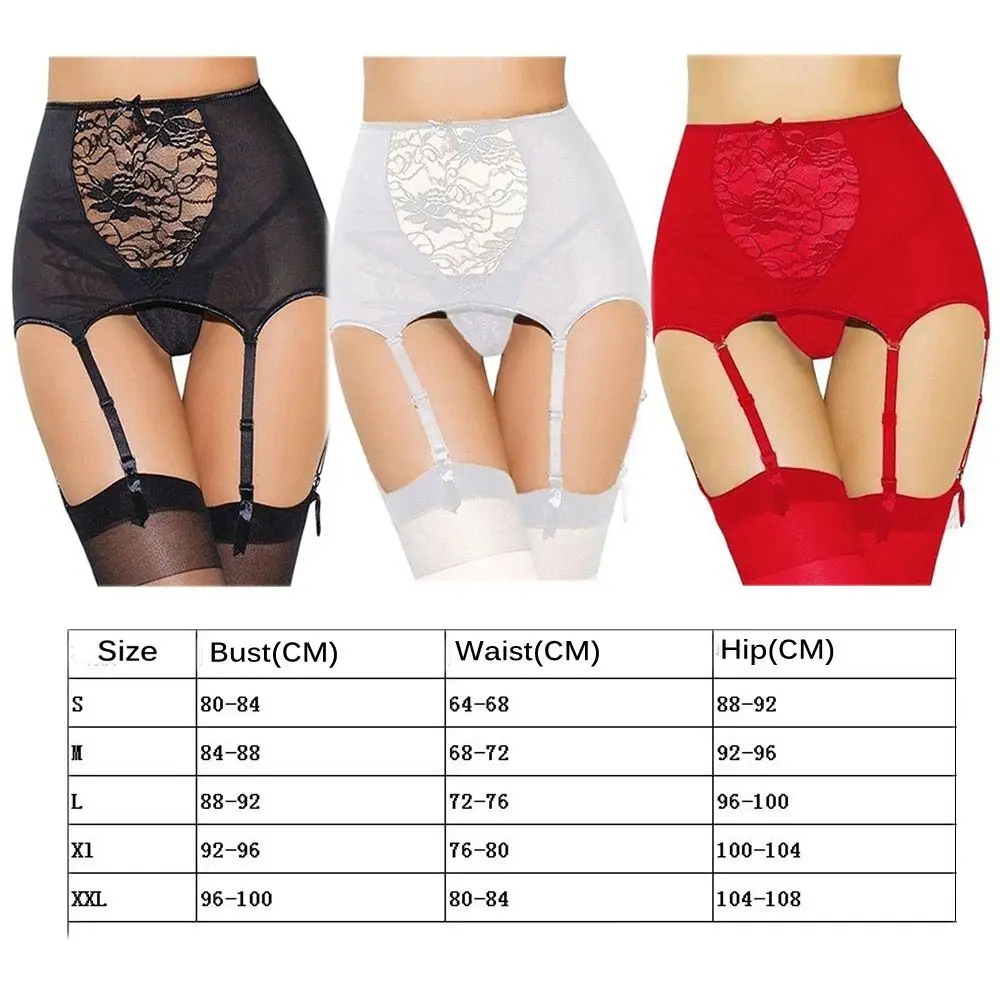 Okdeals Women Fashion Sexy Hollow Babydoll Stocking Suspender Lace Garter Belt+ G-string Thigh-Highs Suspender Set Plus Size