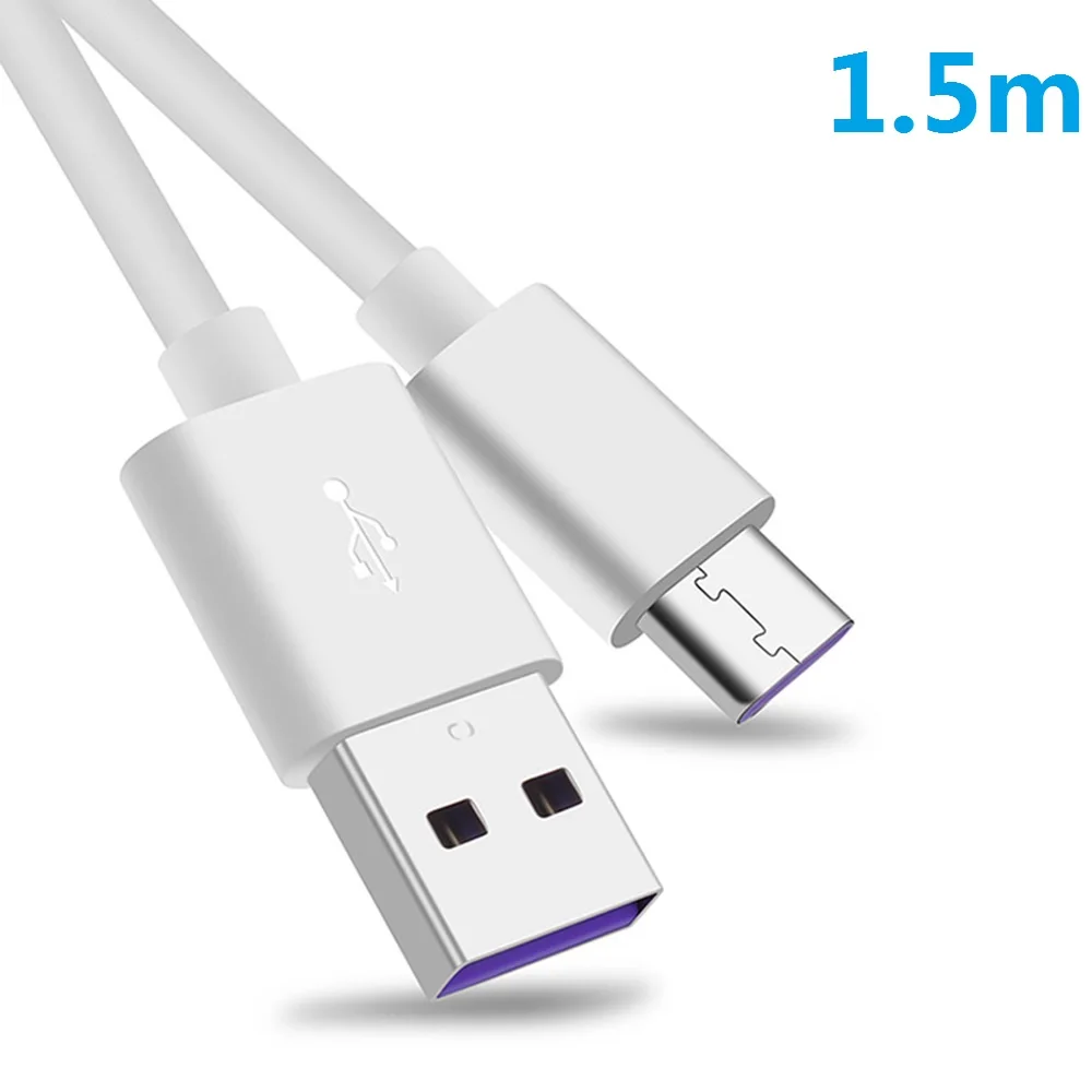 5А usb type C кабель 1 м 2 м 3 м Быстрая зарядка type-C Kable для huawei P30 P20 mate 20 Pro Телефон Supercharge QC3.0 USBC Кабо - Цвет: White  1.5m