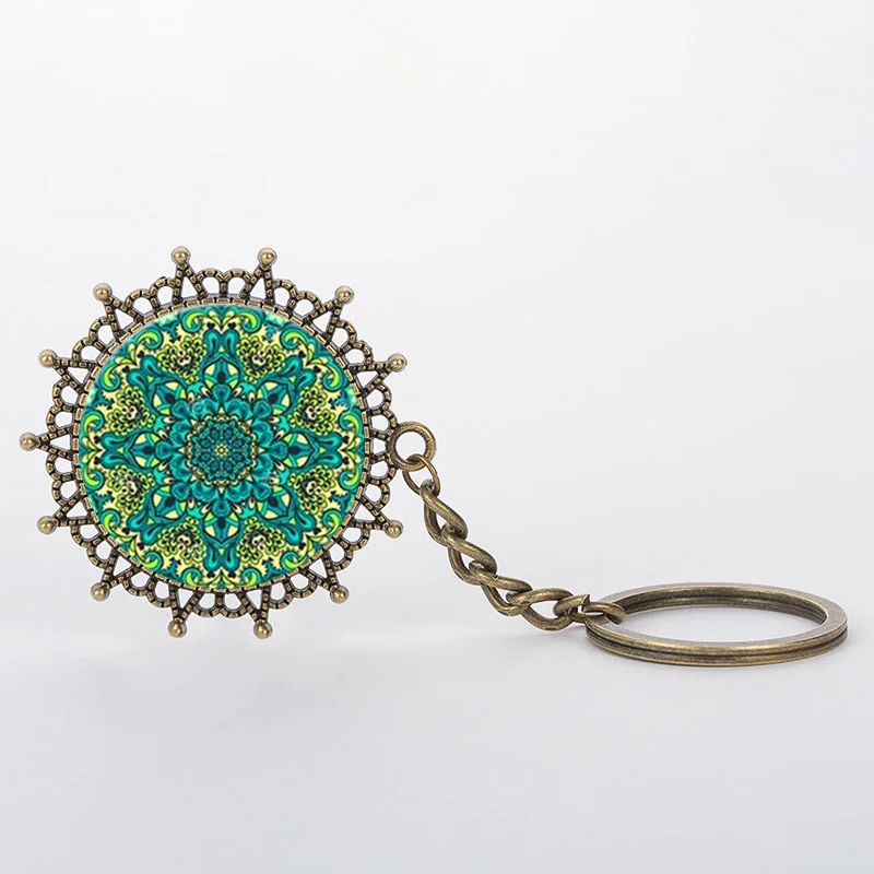 SUTEYI Classic Mandala Lotus Flower Key Ring Om Symbol