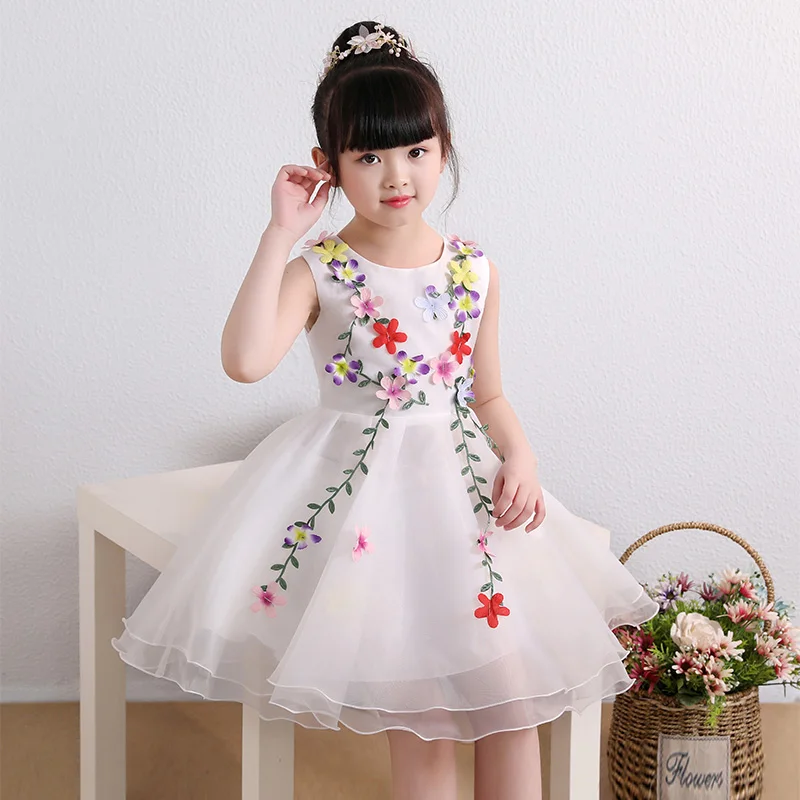 

2018 European Style Summer Girl Dress Sleeveless Child Kids Dresses For Girls Wedding Party Dress Back To School Outfits Costume