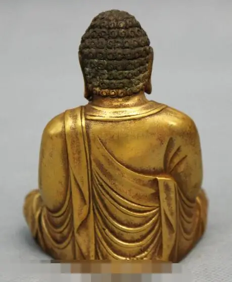 

S1413 Folk Tibet Tibetan Copper Bronze Gilt Sakyamuni Joss Shakyamuni Buddha Statue