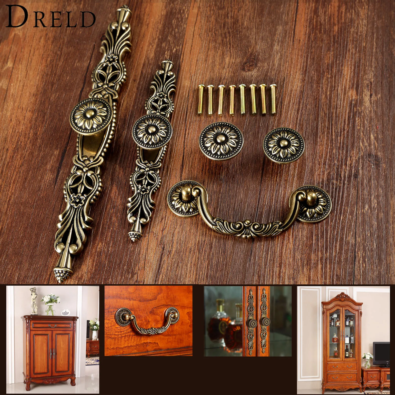 DRELD الأثاث العتيق مقبض خمر مجلس الوزراء المقابض خزانة دولاب درج المطبخ سحب مقبض الأثاث Hareware DRELD الأثاث العتيق مقبض خمر مجلس الوزراء المقابض خزانة دولاب درج المطبخ سحب مقبض الأثاث Hareware