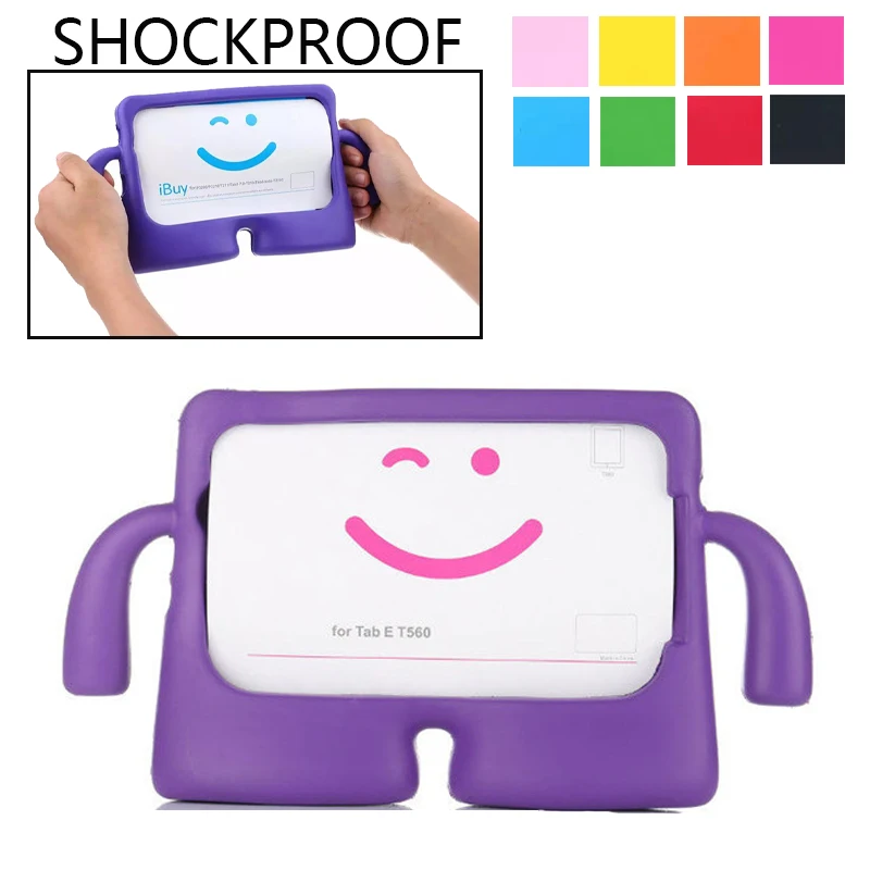 

New Kids Cute Cartoon For for samsung galaxy tab E 9.6 T560 T561 Case EVA Safe Soft Children portable stand handle Cover 3 in 1