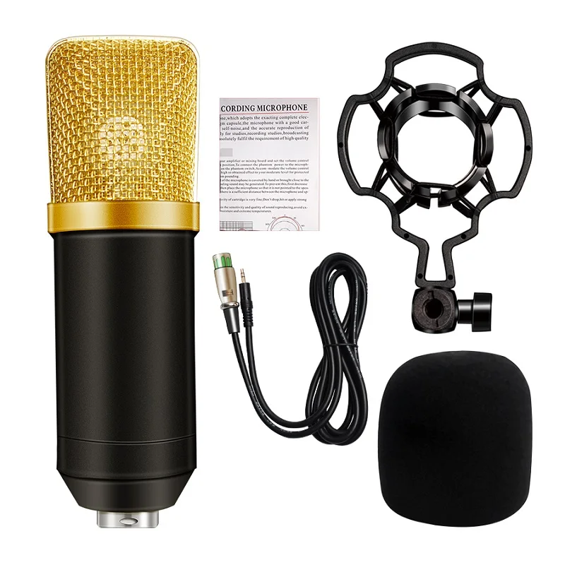 Профессиональный конденсаторный микрофон+ ударное крепление+ пенопластовая заглушка для кабеля для компьютерной аудио студии вокальное записывающее устройство караоке микрофон - Цвет: 3