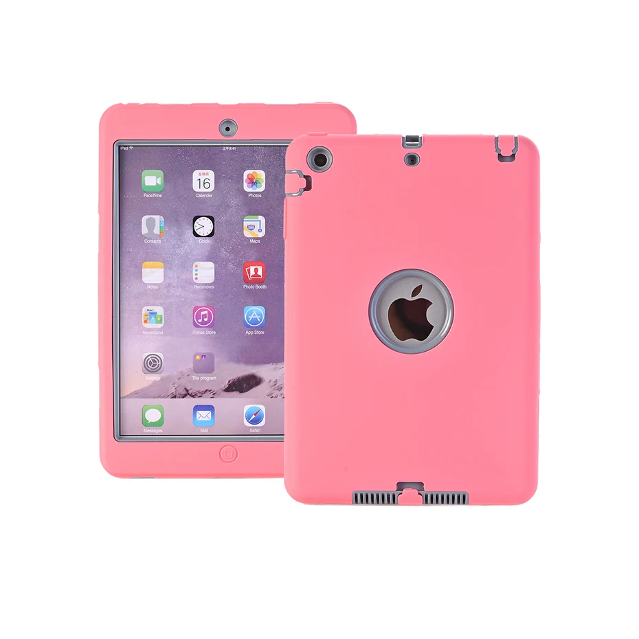Чехол для iPad Mini 3 2 1 retina Kids безопасный защитный противоударный ударопрочный Ударопрочный силиконовый Жесткий чехол для планшета с защитой от царапин - Цвет: Mini Pink Gray