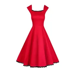 Летнее платье 2018 Повседневное длинные Хлопковое платье Для женщин красные платья