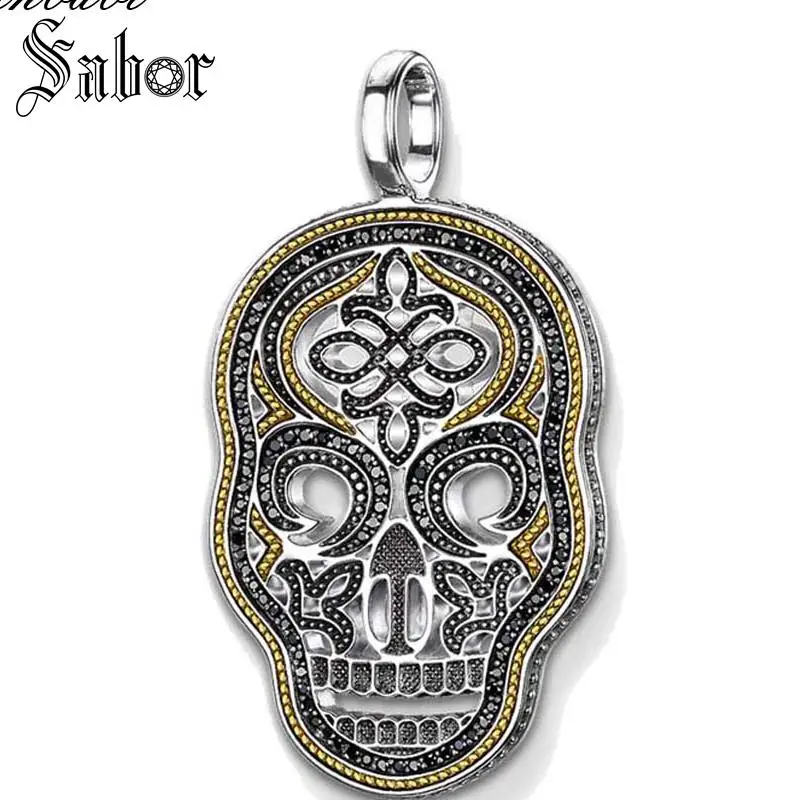 

Pendant Skull Mask Gold Color 925 Sterling Silver To Men Punk 2019 Jewelry Fashion Rebel Gift Pendant Fit Necklace thomas
